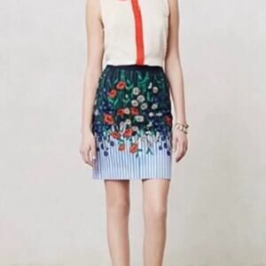 Postmark Vertical Garden Pencil Skirt retro vintage floral painted graphic mini